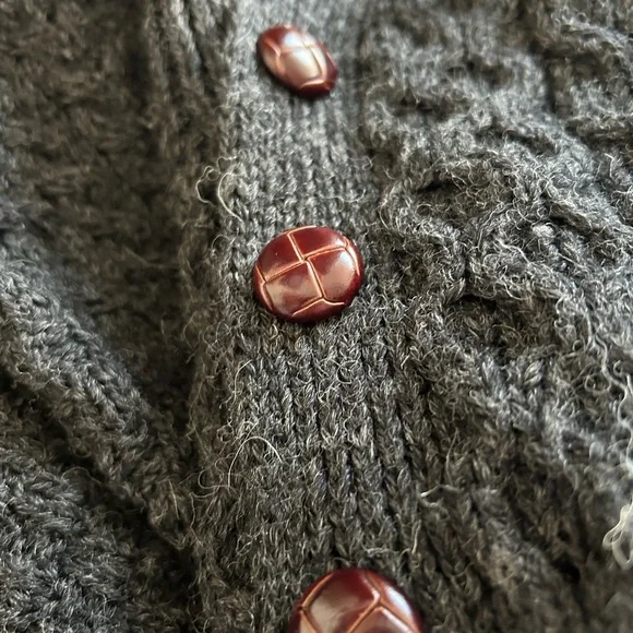 Dark Gray Blarney Woollen Mills Pure New Wool Cardigan Sweater Large - Picture 10 of 12